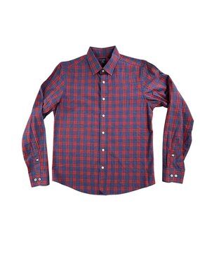 UNTUCKit Shirt Mens Medium Red Plaid Long Sleeve Slim Fit Carmenet Button Up